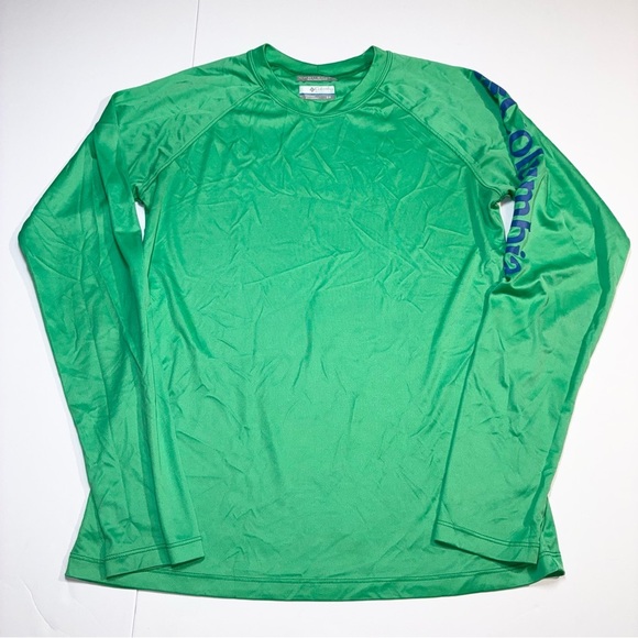 Columbia PFG Mens Small Bright Green Omni Shade Sleeve Crew Neck Long Sleeve - Picture 1 of 5